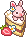 white bunny on a strawberry cake