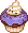 chocolate cupcake with purple topping