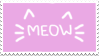 a pink stamp that just says meow